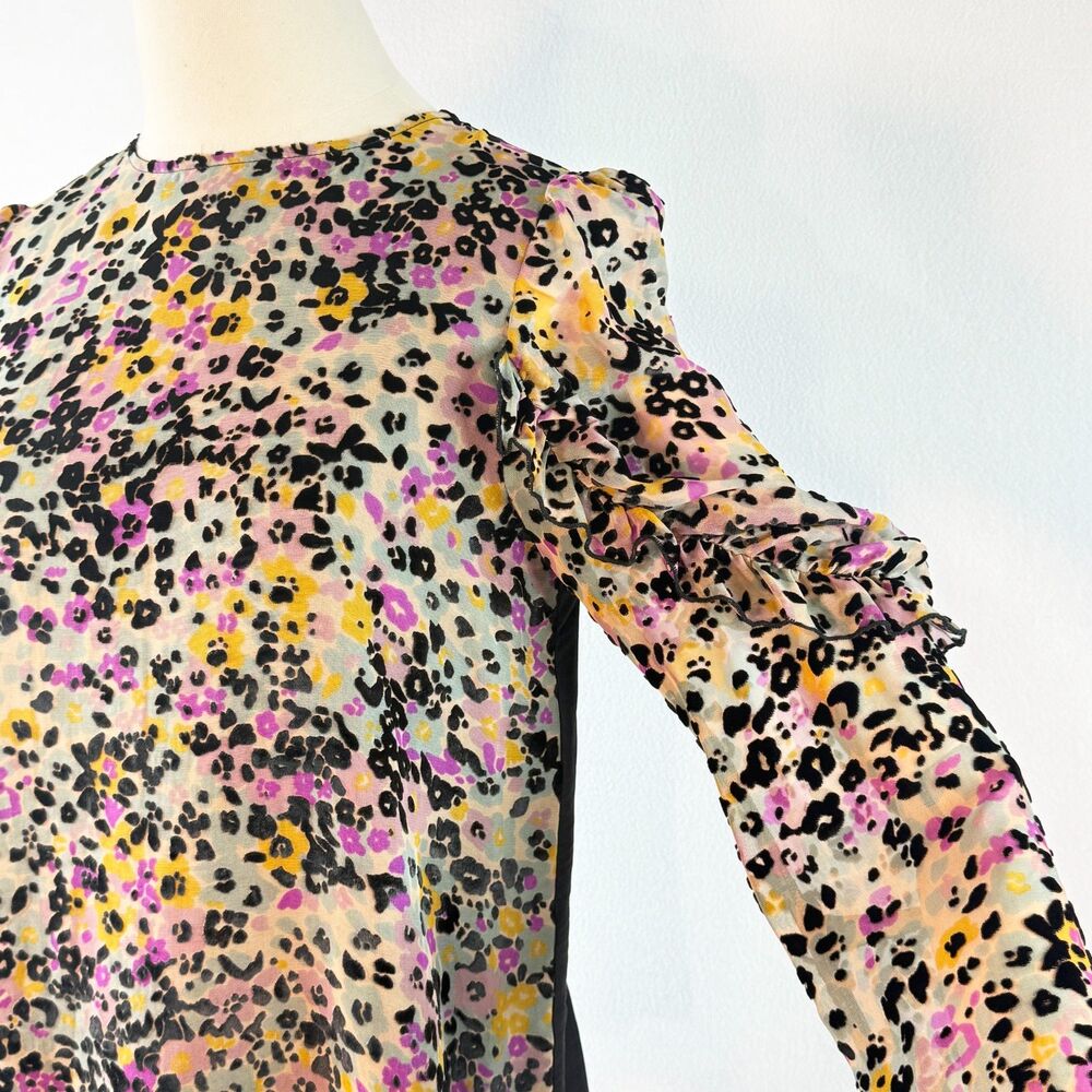 See By Chloe | Blouse | Multi-colored | Ruffle Long Sleeve | Sz 36 US 6 | Silk